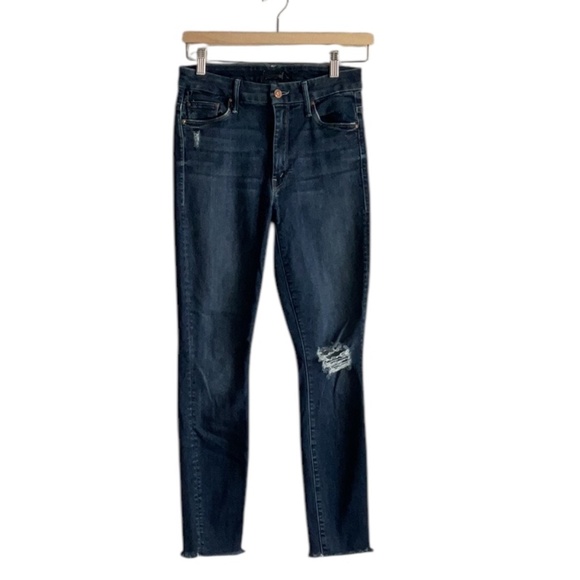 MOTHER The High Waisted Looker Ankle Fray Denim Jeans In Cat Attack 26 - Picture 2 of 12